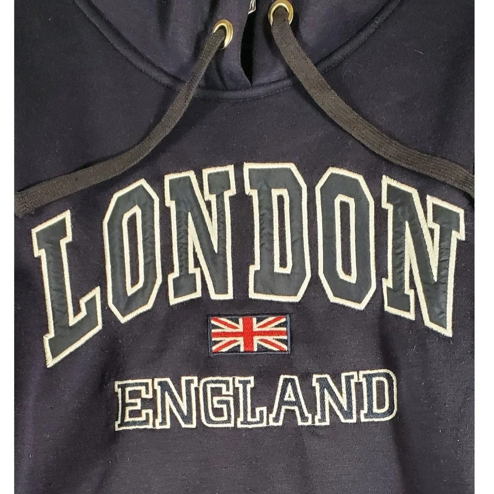 Capital T Shirts Mens Navy Blue London England Graphic Hoodie Sweatshirt Size‎ L